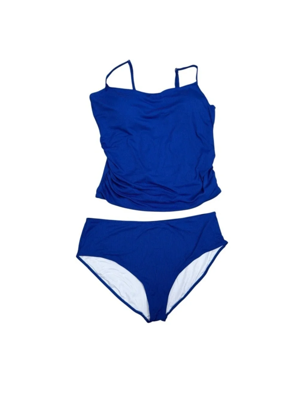 Eomenie 4XL 20W Blue Ribbed Tankini High Waisted Swim Set NWT
